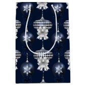 Christmas Navy Bow Velvet Pattern Mittlere Geschenktüte (Vorderseite)