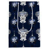 Christmas Navy Bow Velvet Pattern Mittlere Geschenktüte (Rückseite)