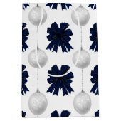 Christmas Navy Bow Velvet Pattern Mittlere Geschenktüte (Vorderseite)
