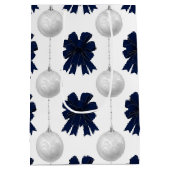 Christmas Navy Bow Velvet Pattern Mittlere Geschenktüte (Rückseite)