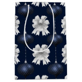 Christmas Navy Bow Velvet Pattern Mittlere Geschenktüte (Vorderseite)