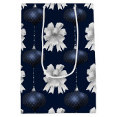 Christmas Navy Bow Velvet Pattern Mittlere Geschenktüte (Rückseite)