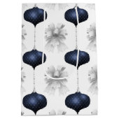 Christmas Navy Bow Velvet Pattern Mittlere Geschenktüte (Rückseite)