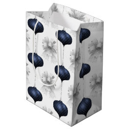 Christmas Navy Bow Velvet Pattern Mittlere Geschenktüte