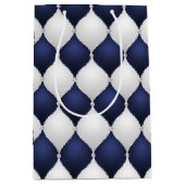 Christmas Navy Bow Velvet Pattern Mittlere Geschenktüte (Vorderseite)