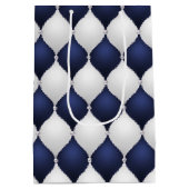 Christmas Navy Bow Velvet Pattern Mittlere Geschenktüte (Rückseite)