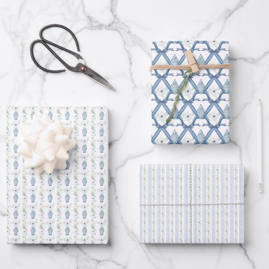 Christmas Navy Ginger Jar Geschenkpapier Set (Vorderseite)