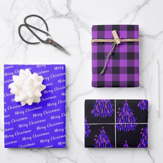 Christmas Neon Violet Geschenkpapier Set (Vorderseite)