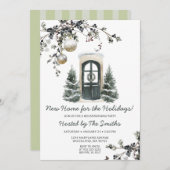 Christmas New Home Green Winter Housewarming Party Einladung (Vorne/Hinten)