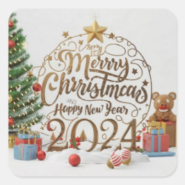 Christmas / new year 2024 quadratischer aufkleber