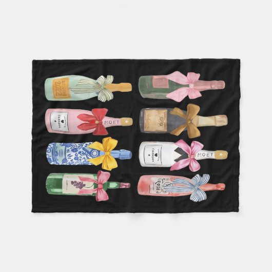 Christmas New Year Champagne Gl Coquette Bot-tle M Fleecedecke (Vorderseite (Horizontal))