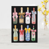 Christmas New Year Champagne Gl Coquette Bot-tle M Karte (Gelbe Blume)