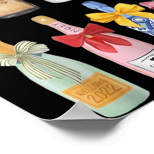 Christmas New Year Champagne Gl Coquette Bot-tle M Poster (Ecke)