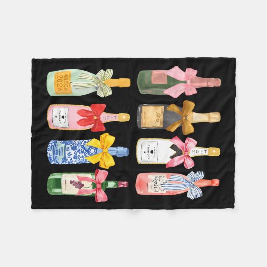 Christmas New Year Champagne Gl Coquette Bottle Fleecedecke (Vorderseite (Horizontal))