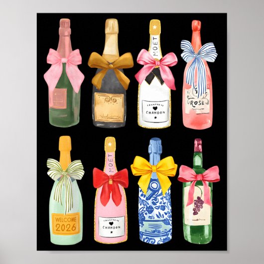 Christmas New Year Champagne Gl Coquette Bottle  Poster (Vorne)