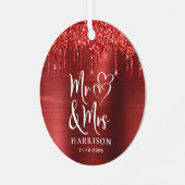 Christmas Newlyred Glitzer Foto Ornament Aus Metall (Vorderseite links)