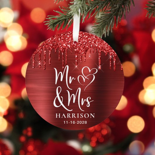 Christmas Newlyred Glitzer Foto Ornament Aus Metall