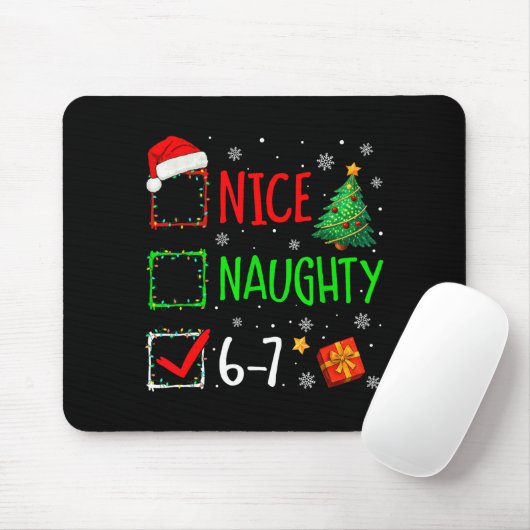 Christmas Nice Naughty 67 Brainrot Funny 6-7 Meme Mousepad (Mit Mouse)