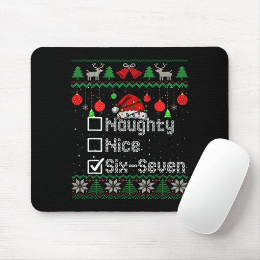 Christmas Nice Naughty 6-7 Six Seven Ugly Christma Mousepad (Mit Mouse)