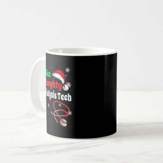 Christmas Nice Naughty Dialysis Tech Scrub Top Men Kaffeetasse (Vorderseite Links)