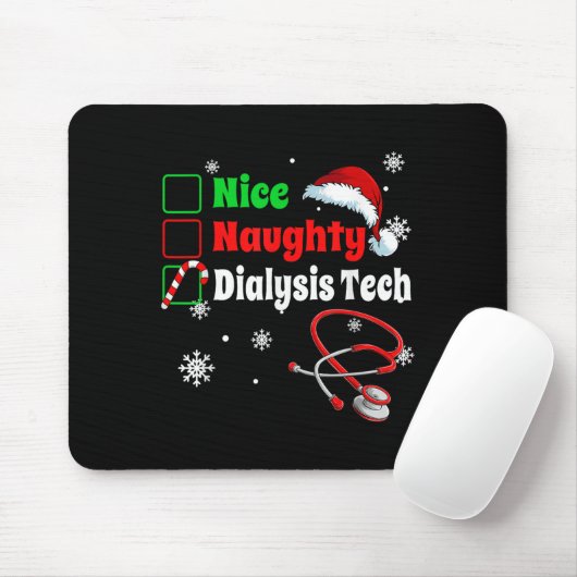 Christmas Nice Naughty Dialysis Tech Scrub Top Men Mousepad (Mit Mouse)