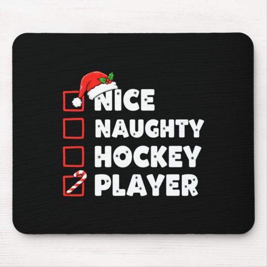 Christmas Nice Naughty Hockey Player List Santa Ch Mousepad (Vorne)