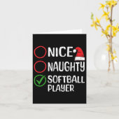 Christmas Nice Naughty Softball Player Weihnachten Karte (Gelbe Blume)