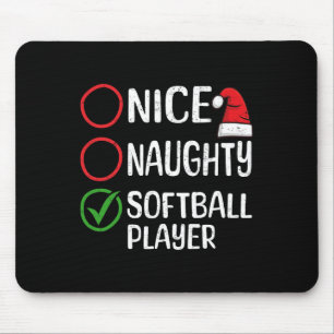 Christmas Nice Naughty Softball Player Weihnachten Mousepad
