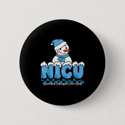 Christmas Nicu Snowman Neonatal Icu Nurse Squad Nu Button (Vorderseite)