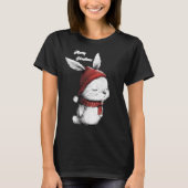Christmas Niedlich Bunny Red Hat T-Shirt (Vorderseite)