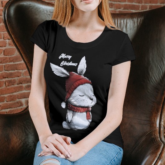 Christmas Niedlich Bunny Red Hat T-Shirt