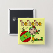 Christmas Niedlich Elf Ho Ho Ho Ho Button (Vorne & Hinten)