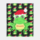 Christmas Niedlich Frog Weihnachtsmannmütze Black  Fleecedecke (Vorderseite)