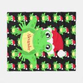 Christmas Niedlich Frog Weihnachtsmannmütze Black  Fleecedecke (Vorderseite (Horizontal))