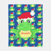 Christmas Niedlich Frog Weihnachtsmannmütze Blue N Fleecedecke (Vorderseite)