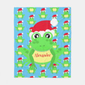 Christmas Niedlich Frog Weihnachtsmannmütze Blue N Fleecedecke (Vorderseite)
