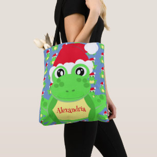 Christmas Niedlich Frog Weihnachtsmannmütze Blue N Tasche
