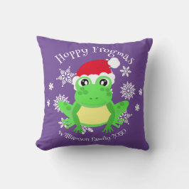 Christmas Niedlich Frog Weihnachtsmannmütze Lila Kissen