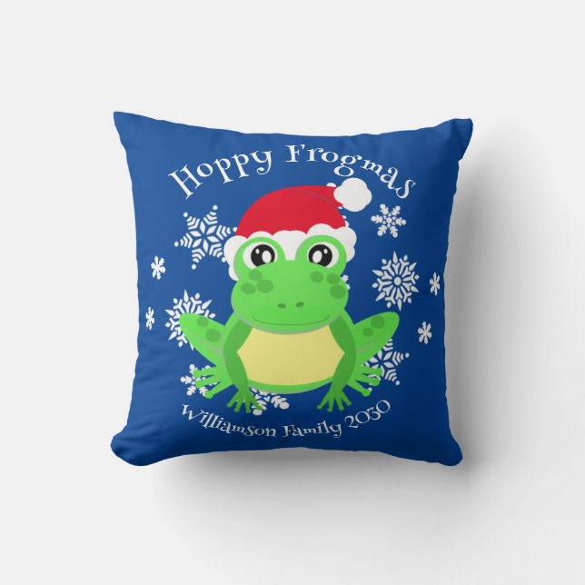 Christmas Niedlich Frog Weihnachtsmannmütze Novelt Kissen (Vorderseite)