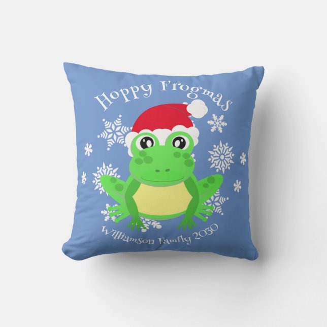 Christmas Niedlich Frog Weihnachtsmannmütze Novelt Kissen (Vorderseite)