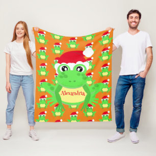 Christmas Niedlich Frog Weihnachtsmannmütze Orange Fleecedecke