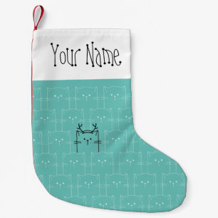 Christmas Niedlich Girly Aquamarin Funny Cat Antle Kleiner Weihnachtsstrumpf