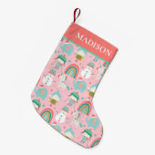 Christmas Niedlich Girly Unicorn Regenbogen Person Kleiner Weihnachtsstrumpf (Vorderansicht (hängend))