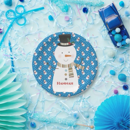 Christmas Niedlich Happy Cartoon Snowman Pappteller (Party)