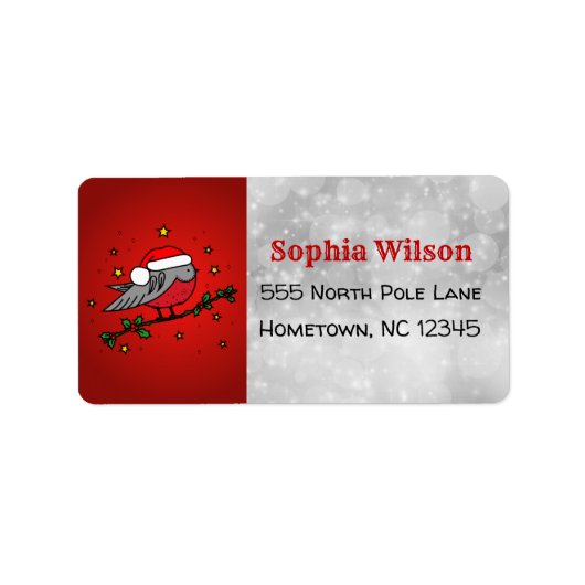 Christmas Niedlich Red Robin Bird Adressaufkleber (Vorne)