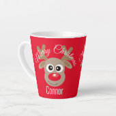 Christmas Niedlich Reindeer Cartoon Red Milchtasse (Linke Ecke)