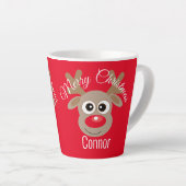 Christmas Niedlich Reindeer Cartoon Red Milchtasse (Rechte Ecke)