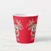 Christmas Niedlich Reindeer Cartoon Red Milchtasse (Vorderseite)