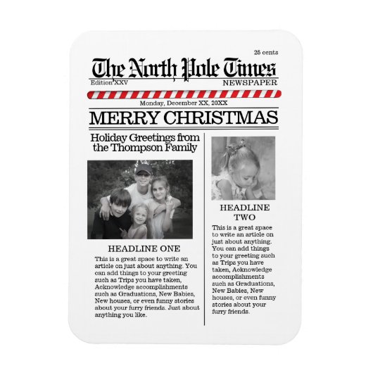 Christmas Niedliche Whimsical North Pole Newspapie Magnet (Vertikal)