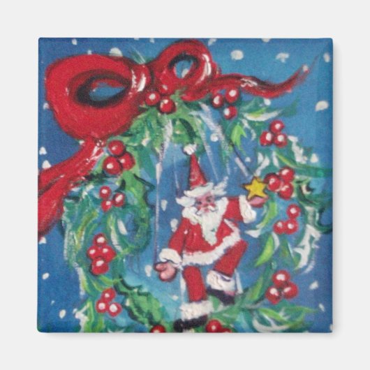 CHRISTMAS NIGHT CROWN MIT RED RIBBON MAGNET (Vorne)